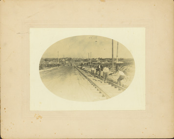 Construction of the electric tram line in Riversdale Road, Surrey Hills