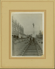 Construction of the electric tram line in Glenferrie Road, Glenferrie