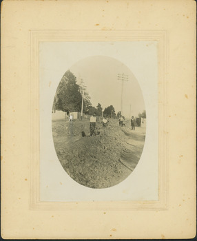 Construction of the electric tram line in Riversdale Road, Camberwell