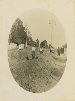 Construction of the electric tramline in Riversdale Road, Camberwell