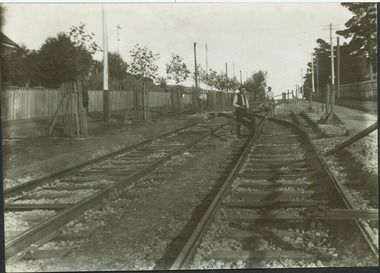 Construction of the electric tram line in Cotham Road [Kew]
