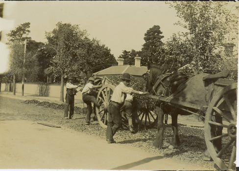 Construction of the electric tram line in Cotham Road [Kew]
