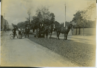 Construction of the electric tram line in Cotham Road [Kew]