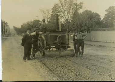 Construction of the electric tram line in Cotham Road [Kew]