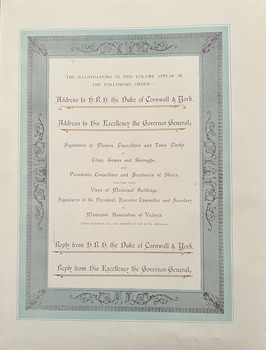Addresses to HRH The Duke of York and His Excellency the Governor General. The Earl of Hopetoun from the Municipalities of Victoria