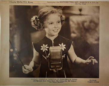 Ephemera - Hoyts Rialto Kew, Shirley Temple in Rebecca of Sunnybrook Farm