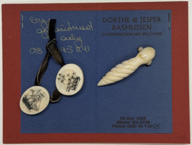3 toggles on blue paper on red card, 30th July, 2001