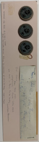 3 buttons and card on pink card, Unknown