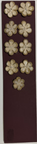 7 buttons on chestnut card 14 on cream card, 1940s