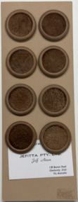8 buttons on brown card, 1960s-70s