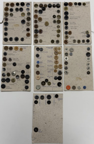 7 cards of numerous buttons