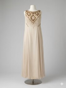 Beaded silk chiffon evening dress, Hartnell of Melbourne, 1970s