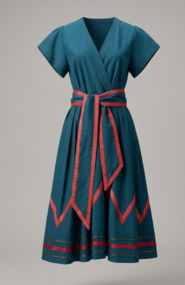 Clothing - A-Line Wrap Day Dress with Graphic Contrast Trim, Prue Acton, 1976–81
