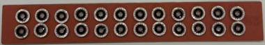 24 buttons on terracotta card, 1930's