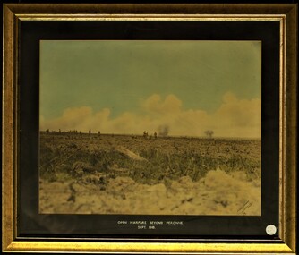 WW1 soldiers in an open battle field beyond Peronne