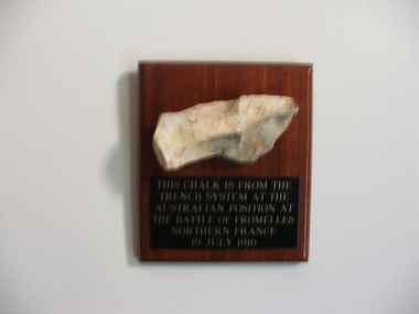 This chalk is from the Trench System of the Australian position at the Battle  Of Fromelles, Northern France. 19 July 1916