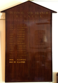 Memorabilia - Past President Board, TRAMWAY RSSAILA SUB BRANCH