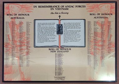 Framed Honour Roll, Honour Roll of Australian and New Zealand Forces in Vietnam