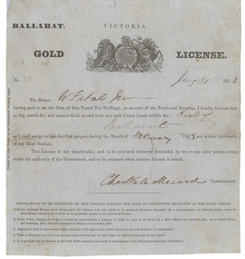 Document - Gold License, 31/01/1853