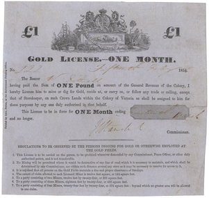 Document - Gold License, Gold Licence issued to William Fittall