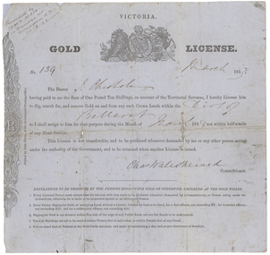 Document - Gold License, Gold License issued to John Chisholm