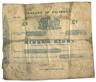 Document - Miner's Right, 08/1855