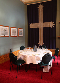 Photograph, Dining under the replica Eureka Flag at the Ballarat Old Colonists' Hall, 2017, 23/03/2017