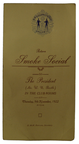 Programme, Old Colonists' Club  Ballarat Smoke Social, 1922