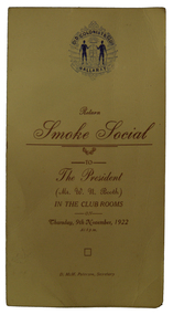 Programme, Old Colonists' Club  Ballarat Smoke Social, 1922, 1922