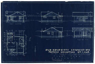 Plan, Old Colonists' Association Proposed New Cottages Nos 1, 2, 3, 4, c1924