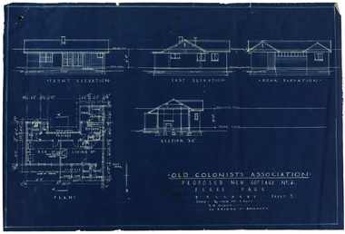 Plan, Old Colonists' Association Proposed New Cottages No. 4, Sheet 5, c1925