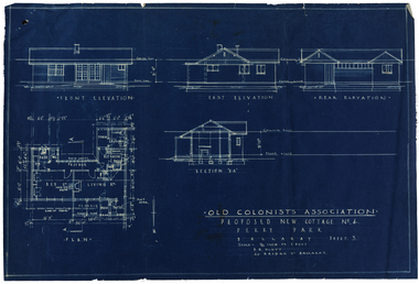 Plan, Old Colonists' Association Proposed New Cottages No. 4, Sheet 5, c1925