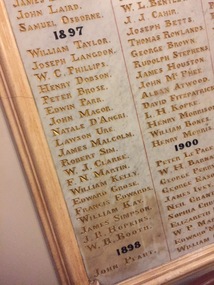 Photograph - Colour, Marble Honour Boards listing Benefactors to the Ballarat Old Colonists' Associations, 1897