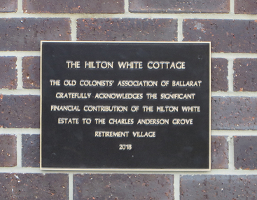 Photograph - Photograph - Colour, The Naming of the Hilton White Cottage at the Old Colonist's Association Retirement Village, Charles Anderson Grove, 2019, 22/09/2019