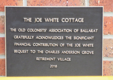 Photograph - Photograph - Colour, The Naming of the Joe White Cottage at the Old Colonist's Association Retirement Village, Charles Anderson Grove, 2019, 22/09/2019
