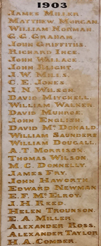 A list of carved names