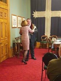 President Travis Hurst Receives the President's Collar from Past President of the Old Colonists' Association of Ballarat Inc.