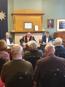 Travis Hurst Conducts his first meeting as President of the Old Colonists' Association of Ballarat Inc.