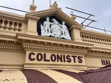 Photograph, Annelise Porter, UrbanID, Coat of Arms on the Old Colonists' Hall Exterior, 2026, 05/2026