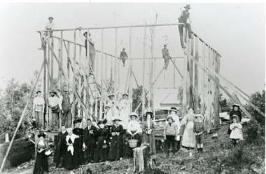Photograph, Local People Putting Up the New Methodist Church. FiveWays c1911, c1911