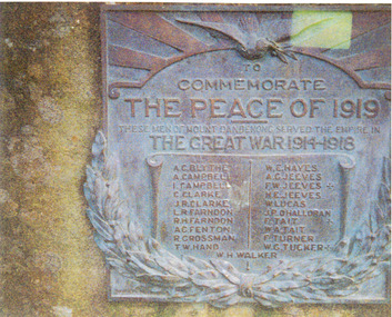 Photograph, Peace Memorial Plaque FiveWays, Kalorama c1994, c1994