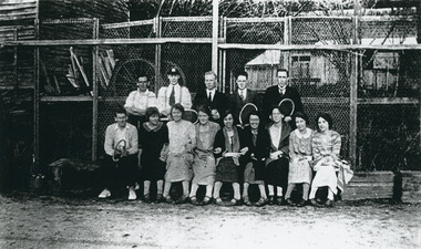 Photocopy, 'Glenrivers' guests at the tennis courts c1925