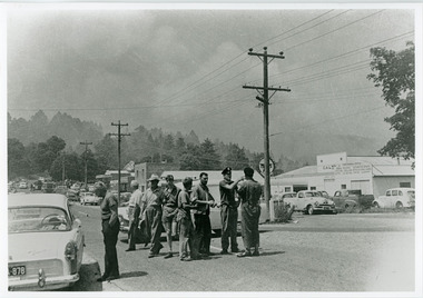 Photograph, Street view Mt Dandenong during 1962 bushfires, 1962