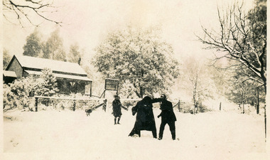 Photograph, Mission Hall at Olinda in Snow
