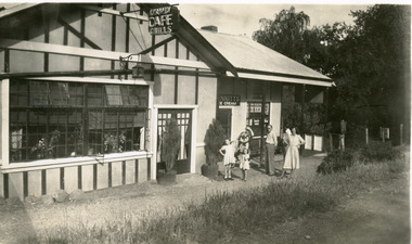 Photograph, Group Outside Quamby Cafe, c1940s