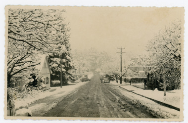 Photograph, Main Street Sassafras in Snow, c1952