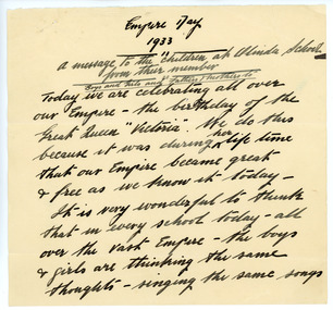 Document - Speech, Empire Day 1933