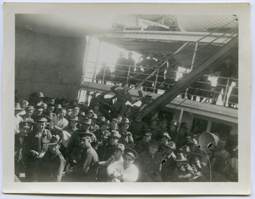 Photograph of troops on transport ship ww1, troop ship001.tif