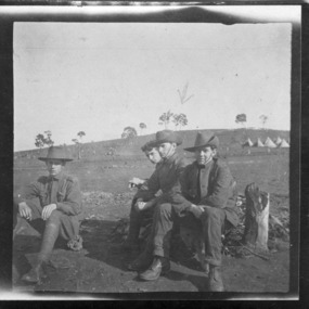 soldiers resting in camp, les chandler_a00023.tif
