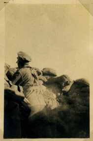 officer looking over trench, red cliffs military 00005.tif